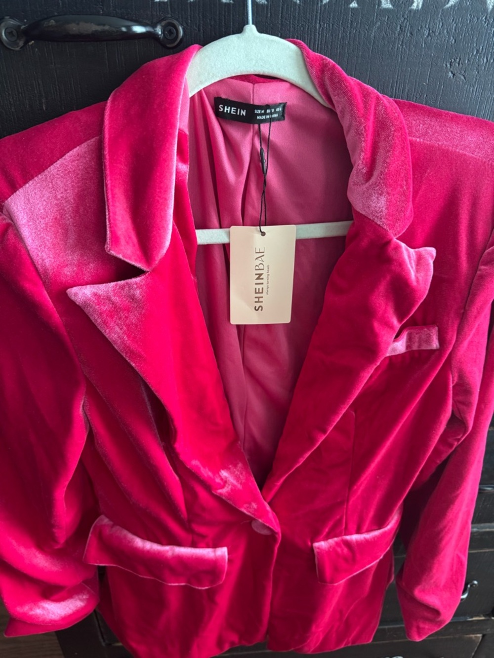 Fashion Nova Hot Pink Velvet Blazer Jacket